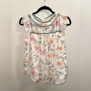 Monteau Floral Cap Sleeve Blouse - White and Pink